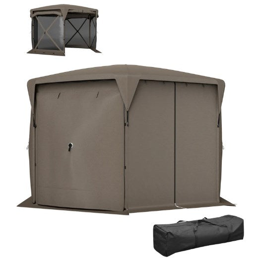 English Elm Adjustable Mesh Screen House Pop up Gazebo with Oxford Roof for Outdoor Gatherings Brown T3971P426892