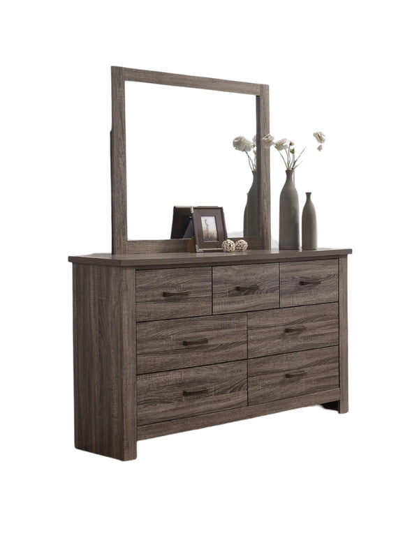 English Elm Natural Retro-Modern Wooden Dresser with Tapered Legs, Weathered Grey-Brown Finish & Black Grooves Natural 62 L x 21 W x 5 H B011P193966