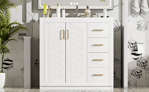English Elm 36'' Bathroom Vanity with Ceramic Sink Combo Solid Wood Frame Soft-Closing Drawers Ample Storage Elegance White N710P243327K