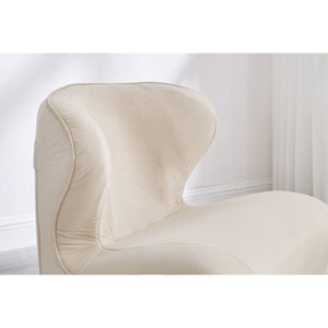 English Elm Ergonomic Floor Chair Velvet Upholstered Lumbar Support Seat for Reading Nook or Lounge Beige W1097P462002
