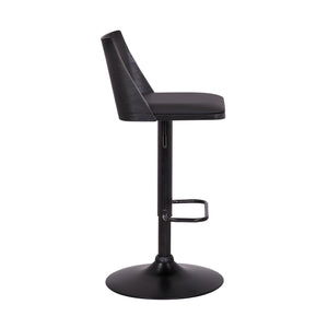 English Elm Milan Swivel Adjustable Faux Leather Barstool with Wood Accents for Kitchen Island B2736P464863