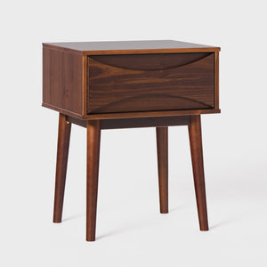 20" Atticus Solid Wood 1 Drawer Nightstand Walnut BR1DATTNSWT Walker Edison