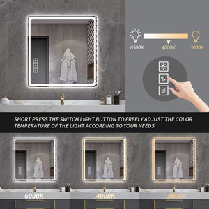 English Elm 36*36in LED Bathroom Mirror with Anti-Explosion Glass, Rust-Resistant, Smart Touch Defogging Lightability W2709P243340