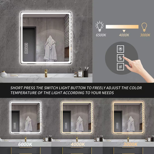 English Elm 36*36in LED Bathroom Mirror with Anti-Explosion Glass, Rust-Resistant, Smart Touch Defogging Lightability W2709P243340