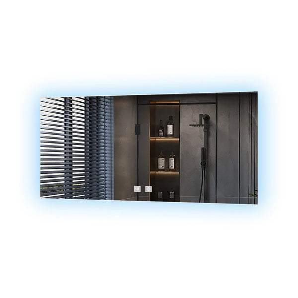 English Elm Vellum Wide Backlit Led Vanity Mirror with Defogger for Double Sink Bathrooms B2731P478342