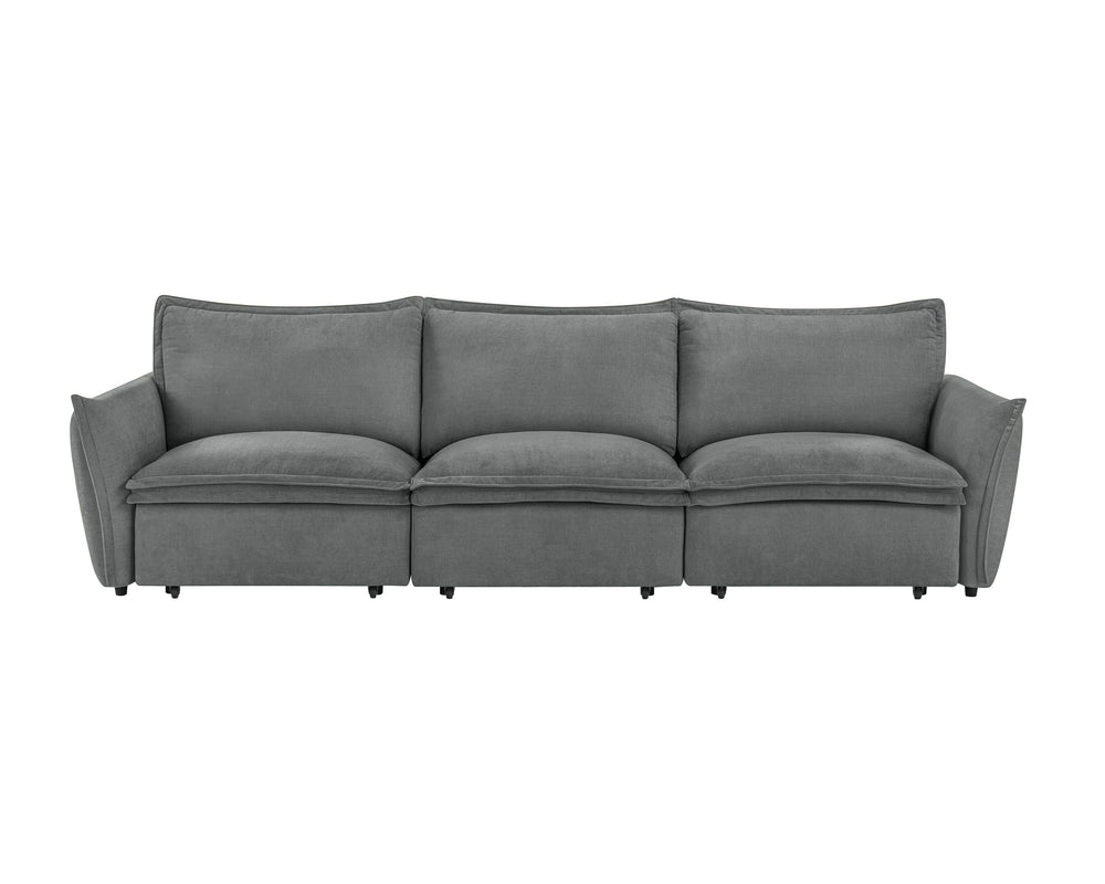 English Elm Eaden Gray Chenille Power Sofa with Sleeper, Full Foam Comfort, Solid Wood Frame, 105" Seat Width B2726S00523