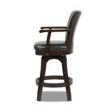 English Elm Williams 27In Swivel Counter Height Bar Stool, Vintage Black Brown Faux Leather