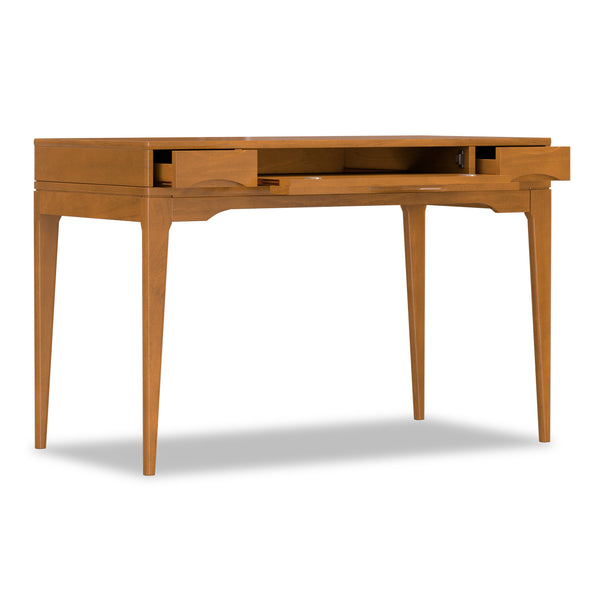 English Elm Harper Rubberwood Writing Desk with Keyboard Tray Mid-century Modern Home Office Storage Brown B136P420747