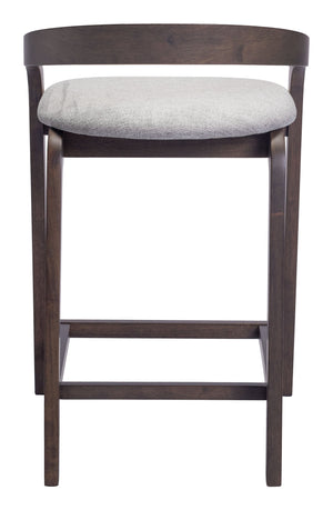 Zuo Modern Troy Counter Stool Set Of 2 - Chic Dove Gray Fabric & Espresso Wood Frame For Modern Spaces Gray 100% Polyester,Rubberwood 110399-zuo-modern