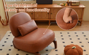 English Elm Cute Faux Leather Armless Accent Chair Solid Wood Legs Cushioned Seat Modern Brown W2105P440978