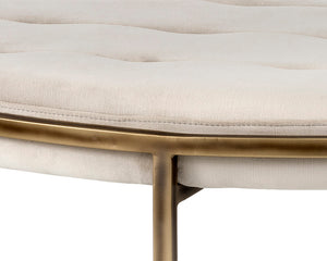 Sunpan Ethel Ottoman - Stylish Round Coffee Table with Durable Performance Fabric and Rustic Bronze Frame Piccolo Prosecco