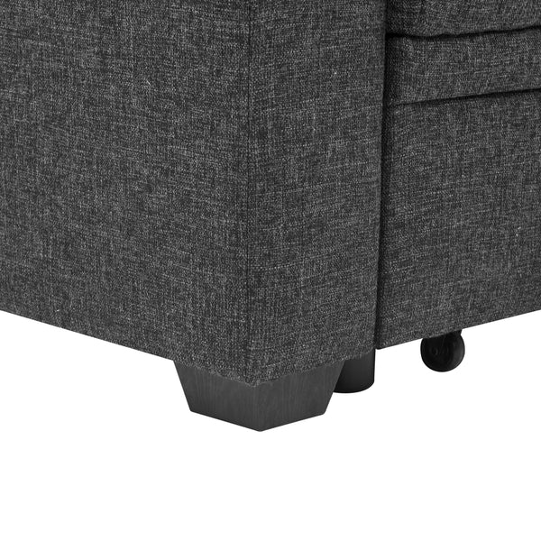 English Elm 76.5" Chenille Tufted Sectional Sleeper Sofa with Reversible Chaise and Hidden Storage B2748S00004