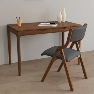 English Elm Upholstered Folding Dining Chair with Ergonomic High Back, Plush Sponge Cushion, Portable & No Assembly Required Dawn Grey,Walnut W2336P254028