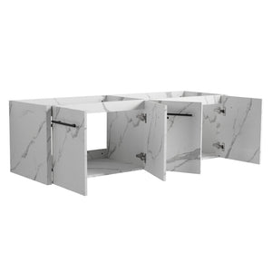 English Elm 60 Inch Wall-mounted Bathroom Vanity Cabinet with Soft-Close Doors, Eco Plywood, Scratch & Water-Resistant Finish White W999P208037