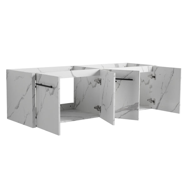 English Elm 60 Inch Wall-mounted Bathroom Vanity Cabinet with Soft-Close Doors, Eco Plywood, Scratch & Water-Resistant Finish White W999P208037