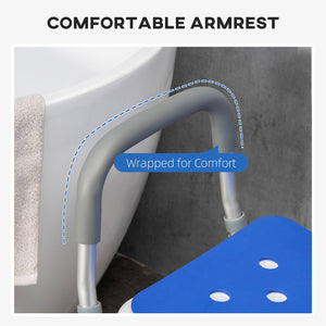 English Elm HOMCOM EVA Padded Shower Chair with Back & Arms, Adjustable 6-Level Height, Non-Slip Seat (Blue) W2225P173933