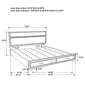 English Elm Corbin White 5-Piece Eastern King Bedroom Set: Modern Elegance With Storage & Rhinestone Details B062S00927