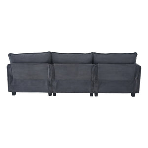 English Elm United We Win Modular Corduroy Sectional with Ottoman Low Profile Living Room Couch Gray W1568S00255