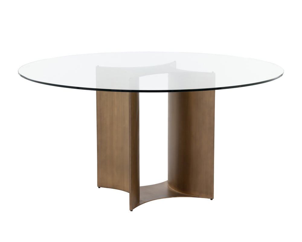 Sunpan Denver Dining Table Base in Antique Brass Finish - Ideal for 59" Round or 86.5" Rectangular Tops