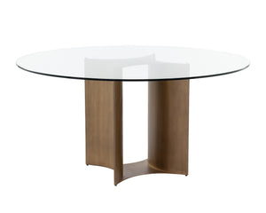 Sunpan Denver Dining Table Base in Antique Brass Finish - Ideal for 59" Round or 86.5" Rectangular Tops