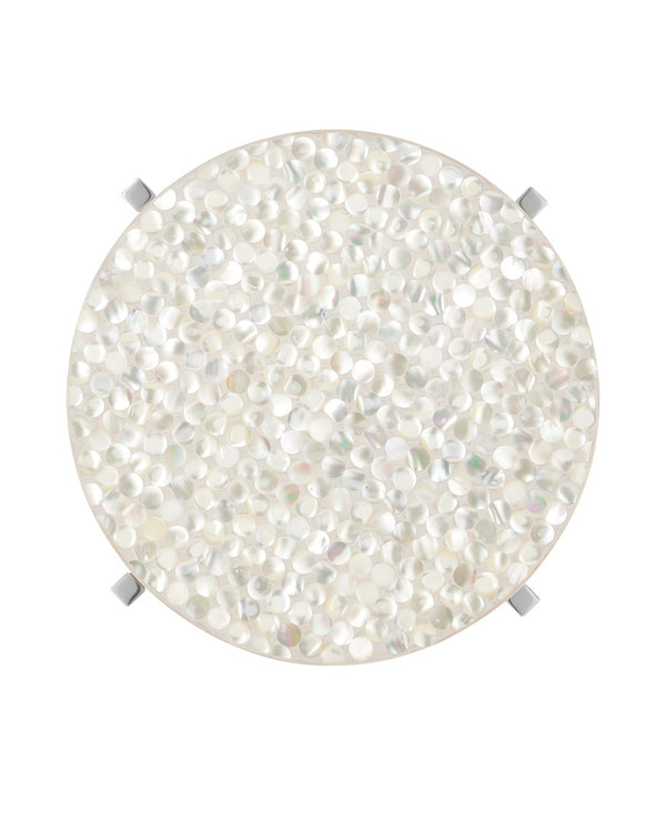 Currey & Company Gerri Dot Mother Of Pearl Drinks Table - Timeless Elegance With Polished Nickel Frame For Any Space Silver Mother Of Pearl ,Stainless Steel ,Engineered Wood 4000-0224-currey-company