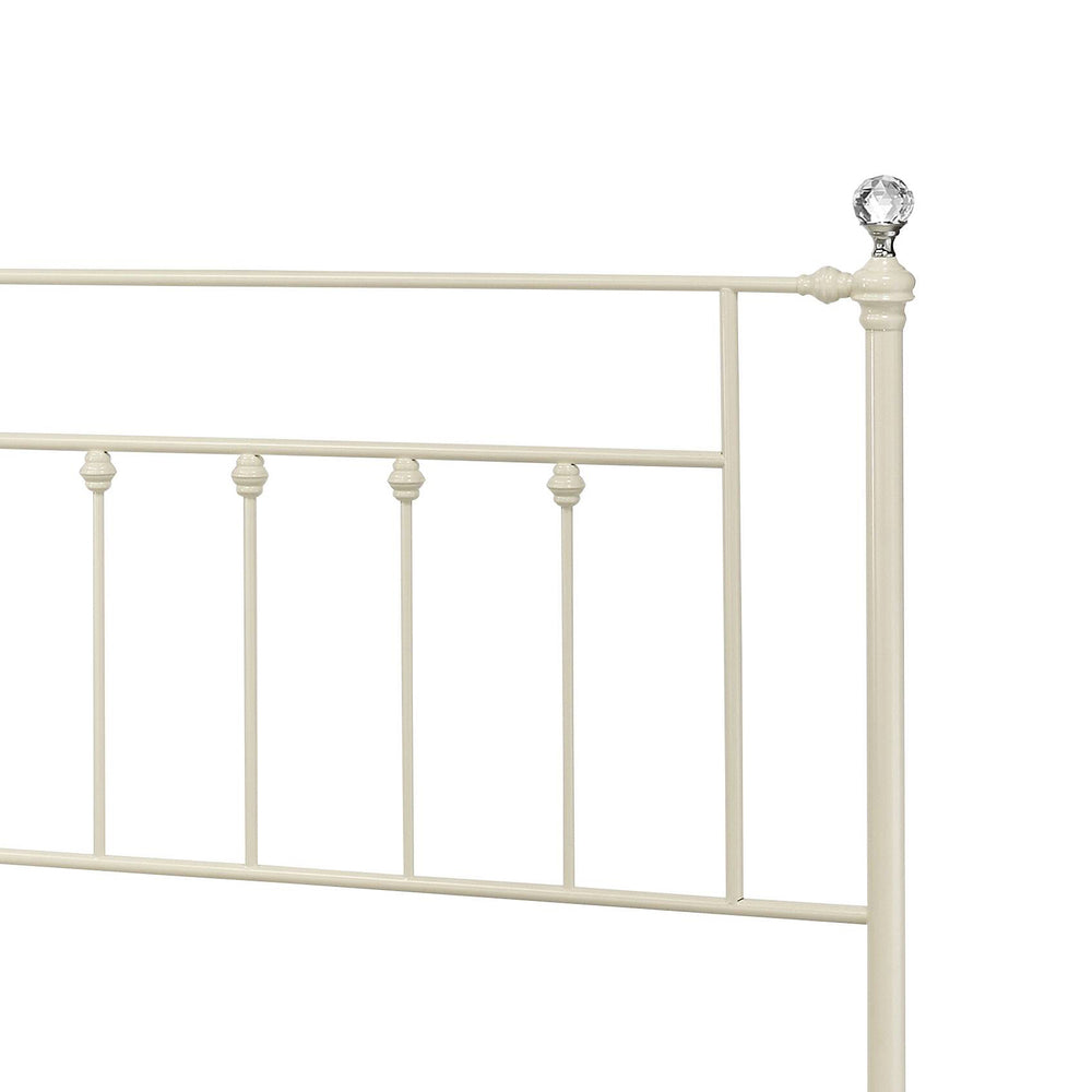 English Elm Comet Metal Full Bed with Elegant Spindle Headboard and Footboard, Sturdy Frame, Box Spring Ready White 63 L x 51 W x 5 H B2726P265253
