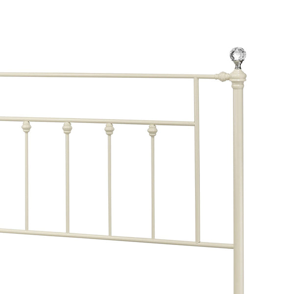 English Elm Comet Metal Full Bed with Elegant Spindle Headboard and Footboard, Sturdy Frame, Box Spring Ready White 63 L x 51 W x 5 H B2726P265253