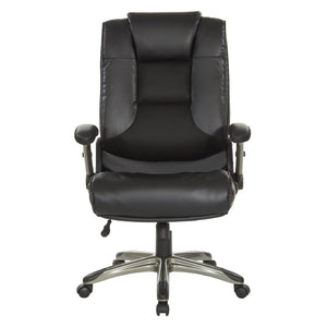 OSP Home Furnishings Exec Bonded Leather Office Chair with Lumbar Support Padded Arms and Pneumatic Height Lift ECH52607-EC3
