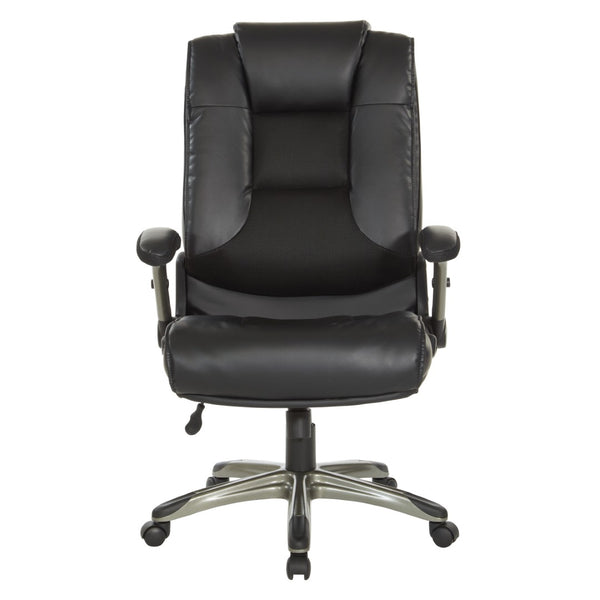 OSP Home Furnishings Exec Bonded Leather Office Chair with Lumbar Support Padded Arms and Pneumatic Height Lift ECH52607-EC3
