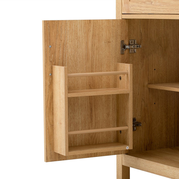 English Elm 30" Solid Pine Bathroom Vanity with Resin Sink Soft Close Doors and Natural Grain Finish N710P405952P