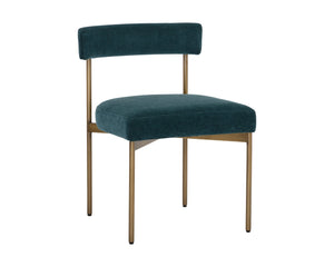 Sunpan SENECA Dining Chair – Stylish Antique Brass Frame with Danny Teal Upholstery for Modern Elegance 109133