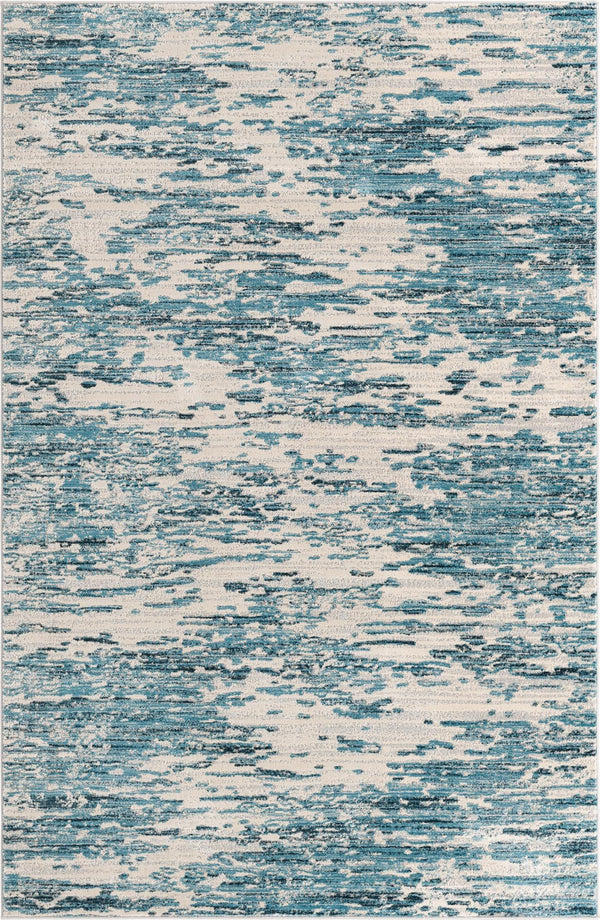 Unique Loom Oasis Water Machine Made Abstract Rug Blue, Navy Blue/Ivory 6' 1" x 9' 0"