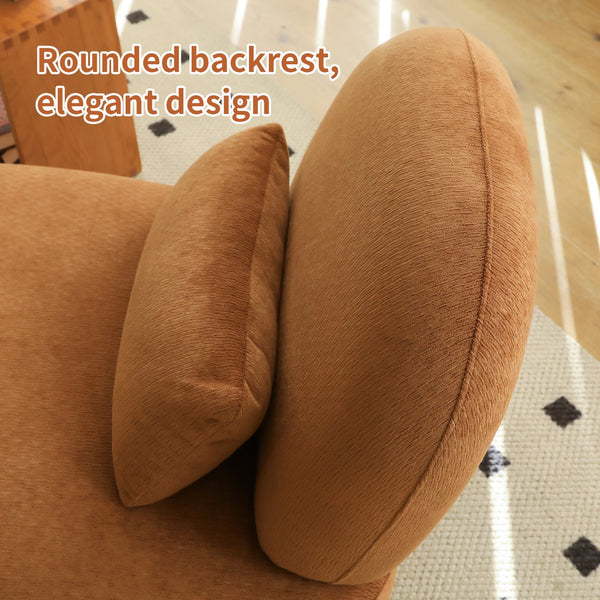 English Elm Cute Barrel Velvet Accent Chair Armless Solid Wood Legs Cozy Reading Nook Seat Caramel W2105P412977