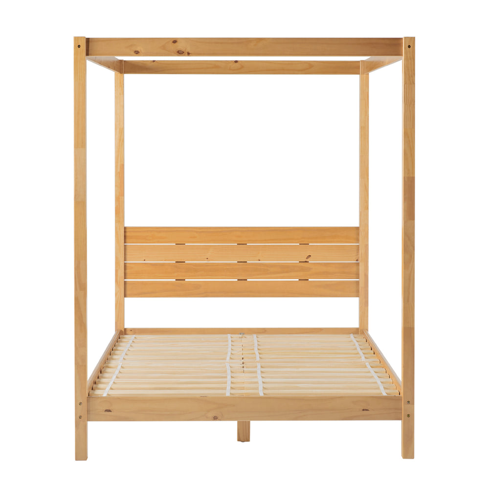 English Elm Walker Edison - Modern Pine Queen Canopy Bedframe – Minimalist Boho Slatted Headboard, Solid Pine, No Box Spring B185P169170