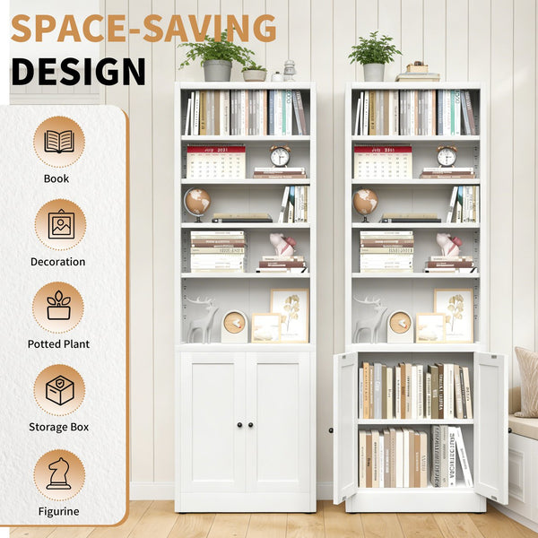 English Elm Metal Industrial Bookcase 5 Tier Open Shelves with Cabinet Door for Home Office T2398P442676