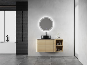 English Elm 42'' Wall-Mounted Bathroom Vanity With Ceramic Sink, Soft-Close Doors & Spacious Storage Solution W999S00474