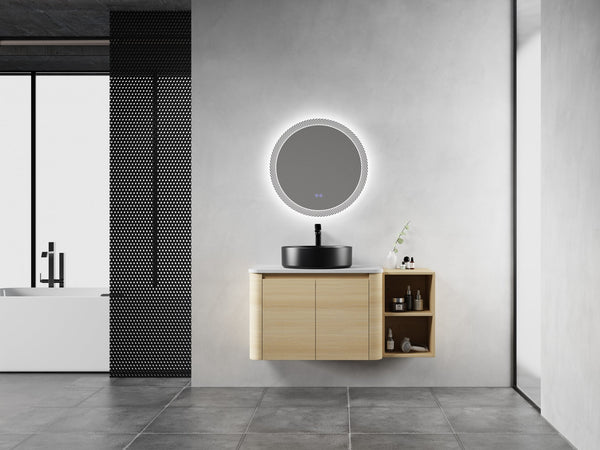 English Elm 42'' Wall-Mounted Bathroom Vanity With Ceramic Sink, Soft-Close Doors & Spacious Storage Solution W999S00474