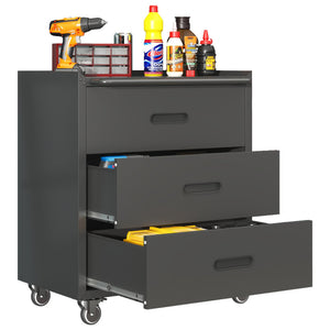English Elm Heavy-duty Rolling Steel Tool Cabinet 3 Drawer Garage Organizer with Locking Casters T2398P242683