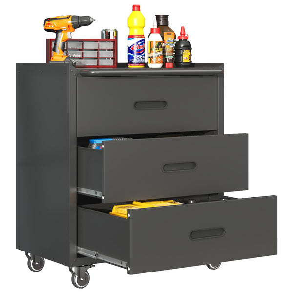 English Elm Heavy-duty Rolling Steel Tool Cabinet 3 Drawer Garage Organizer with Locking Casters T2398P242683