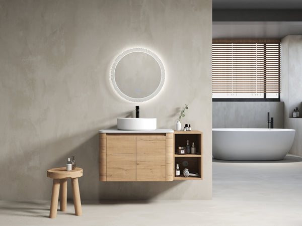 English Elm 42'' Wall-Mounted Bathroom Vanity With Ceramic Sink, Soft-Close Doors & Ample Storage For Modern Style W999S00412