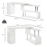 English Elm Homcom Rotating Computer Desk, 55" L-Shaped Desk, Corner Desk With Storage Shelves, Cabinet and Drawer For Home Office, White