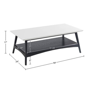 JLA Home Madison Park - Coffee Two-Tone Mid-Century Coffee Table with Off-White Top, Solid Wood Frame & Lower Shelf Storage MP120-1129