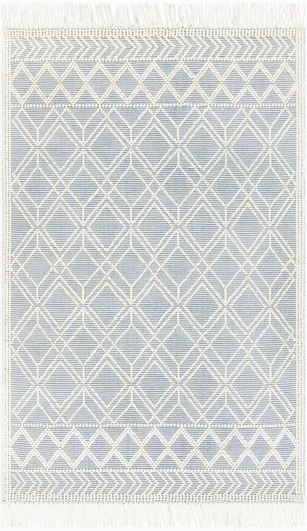 Livabliss Casa Decampo Handwoven New Zealand Wool Flatweave Rug Farmhouse Cottage Accent Ivory, Denim 8' x 10' CDC2300-810
