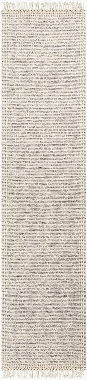 Livabliss Casa Decampo Handwoven New Zealand Wool Flatweave Rug Farmhouse Bohemian Fringe Ivory, Black 2'6" x 10' CDC2301-2610