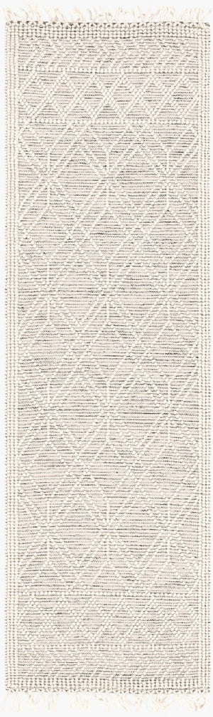 Livabliss Casa Decampo Handwoven New Zealand Wool Flatweave Rug Farmhouse Bohemian Fringe Ivory, Black 2'6" x 8' CDC2301-268