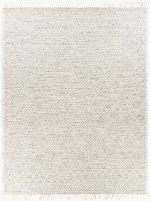 Livabliss Casa Decampo Handwoven New Zealand Wool Flatweave Rug Farmhouse Bohemian Fringe Ivory, Black 8' x 10' CDC2301-810