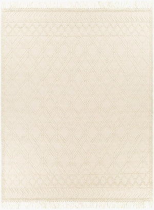 Livabliss Casa Decampo Handwoven New Zealand Wool Flatweave Rug with Fringe Farmhouse Accent Ivory, Light Be 8' x 10' CDC2302-810