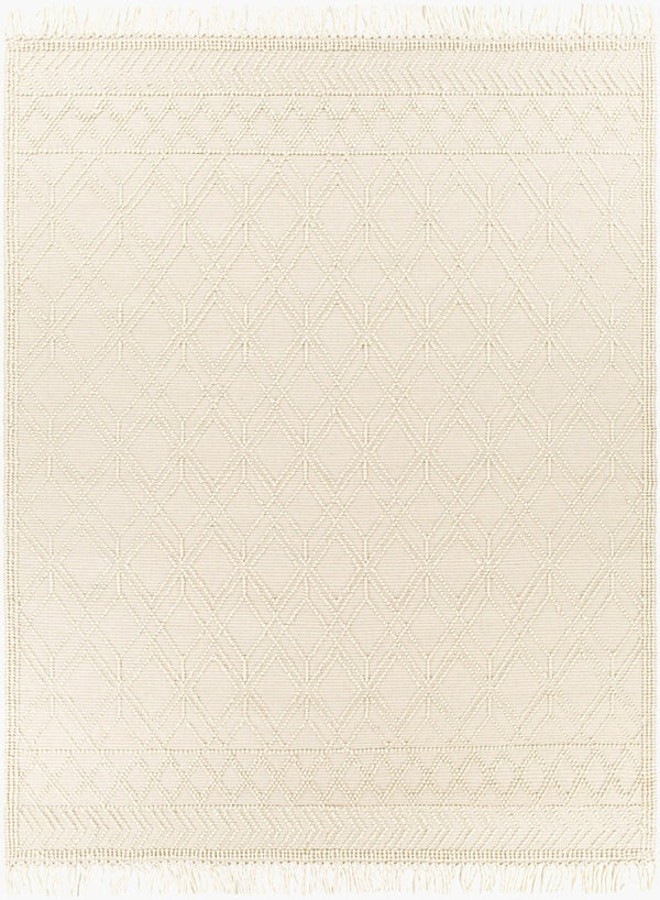 Livabliss Casa Decampo Handwoven New Zealand Wool Flatweave Rug with Fringe Farmhouse Accent Ivory, Light Be 8' x 10' CDC2302-810