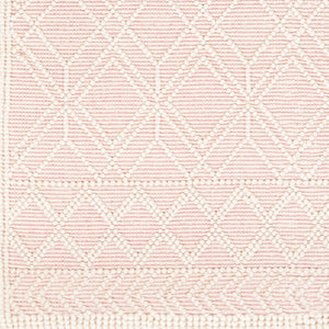 Livabliss Casa Decampo Handmade Wool Flatweave Accent Rug Bohemian Farmhouse Fringe Detail Ivory, Pink 27" x 45" CDC2303-2339