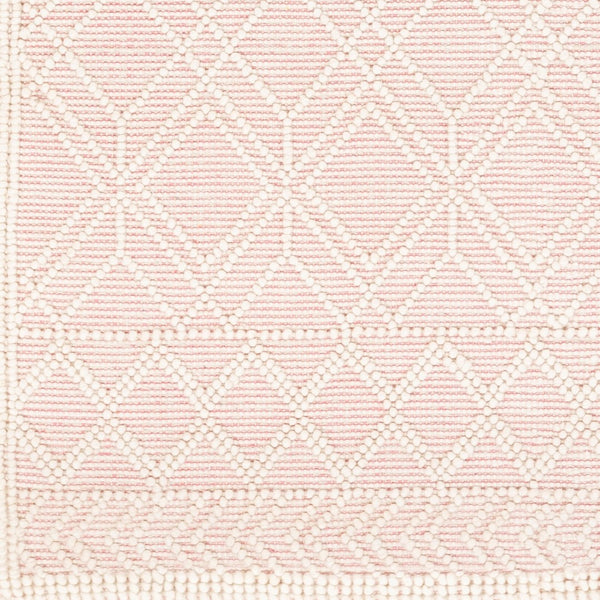 Livabliss Casa Decampo Handmade Wool Flatweave Accent Rug Bohemian Farmhouse Fringe Detail Ivory, Pink 27" x 45" CDC2303-2339
